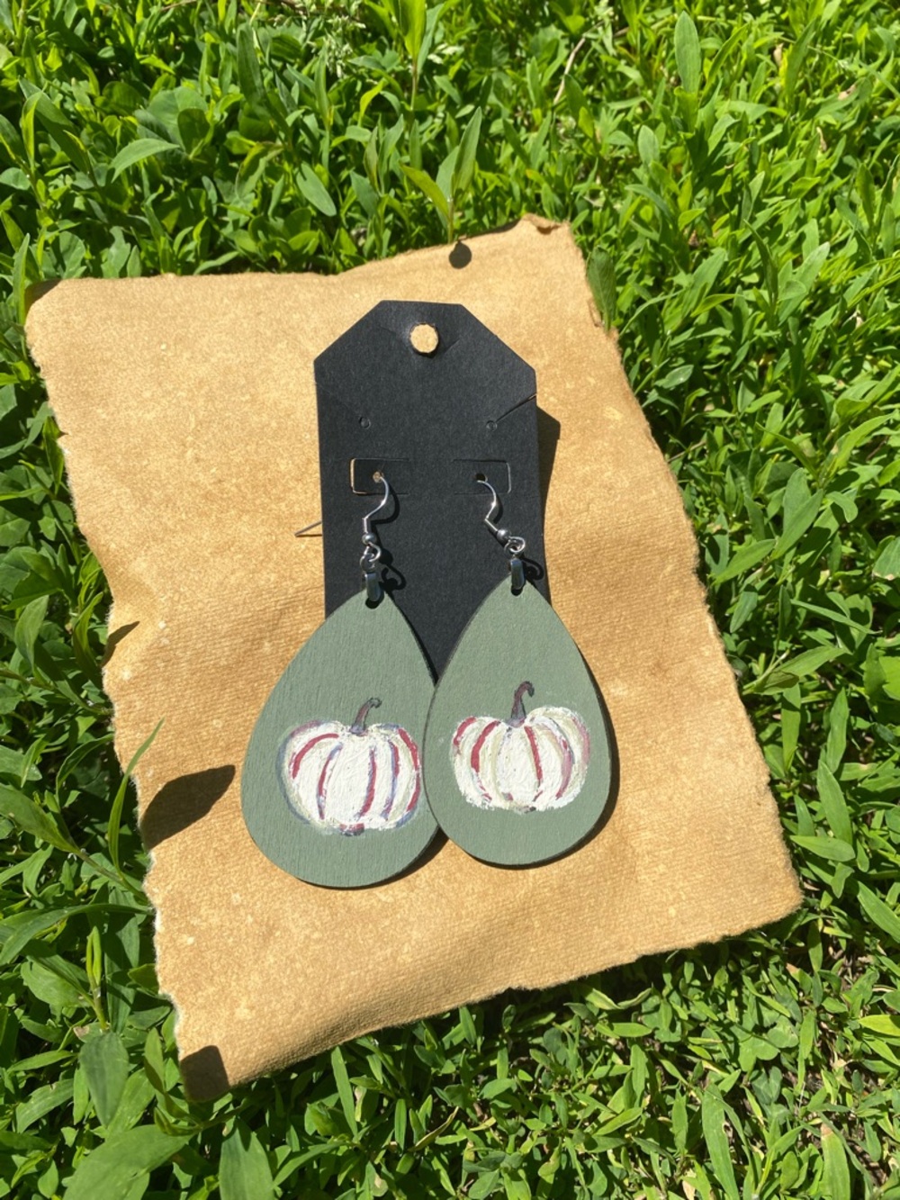 Handcrafted Green Pumpkin Earrings